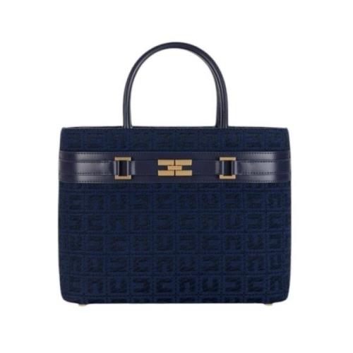 Stijlvolle leren tas voor vrouwen Elisabetta Franchi , Blue , Dames