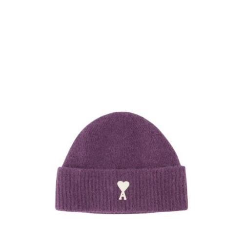 Paarse Wol Beanie Alpaca Ami Paris , Purple , Unisex