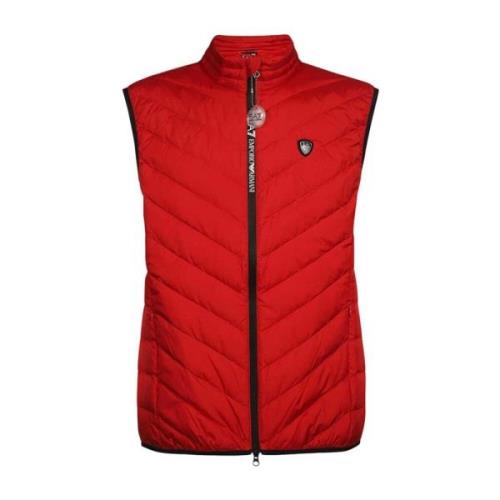 Rode Heren Logo Gilet Vest Emporio Armani EA7 , Red , Heren