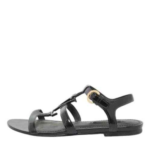 Pre-owned Leather sandals Louis Vuitton Vintage , Black , Dames