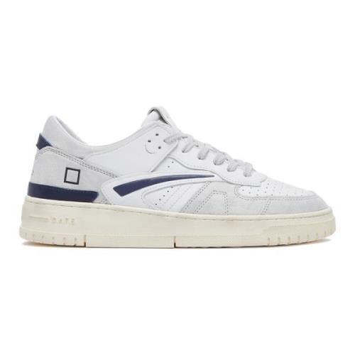 Witte Sneakers met Grijze en Blauwe Details D.a.t.e. , White , Heren