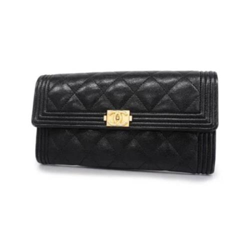 Pre-owned Leather wallets Chanel Vintage , Black , Dames