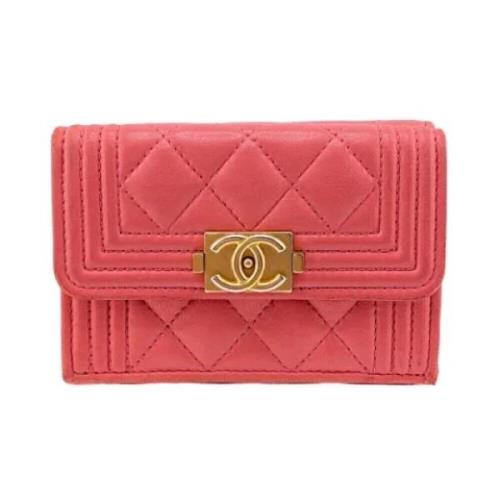 Pre-owned Leather wallets Chanel Vintage , Pink , Dames