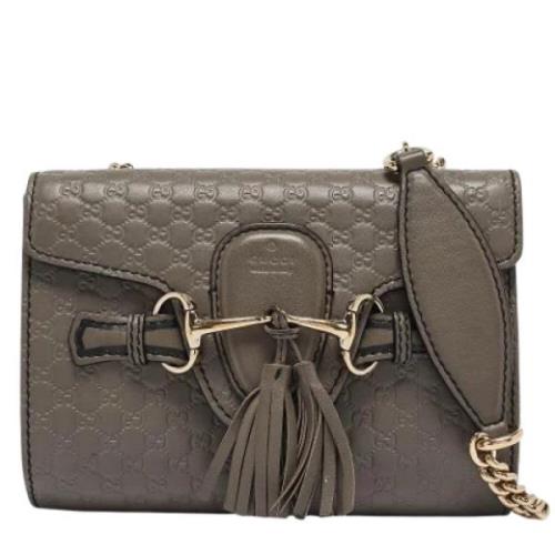 Pre-owned Leather gucci-bags Gucci Vintage , Gray , Dames