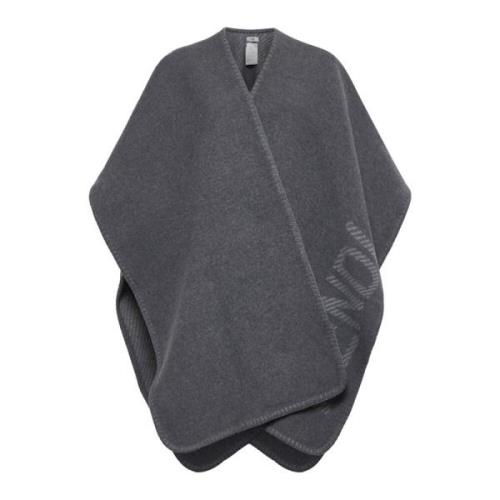 Grijze Wol Kasjmier Poncho met Logo Fendi , Gray , Dames