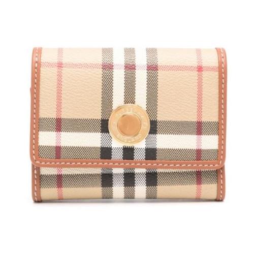 Vintage Check Trifold Portemonnee Grijs Burberry , Beige , Dames