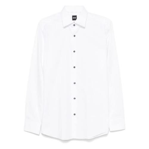 Slim Fit Katoenen Overhemd Hugo Boss , White , Heren