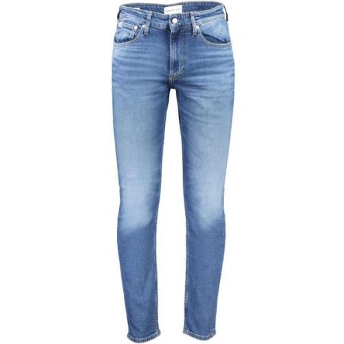 Blauwe Katoenen Slim Taper Jeans Calvin Klein , Blue , Heren