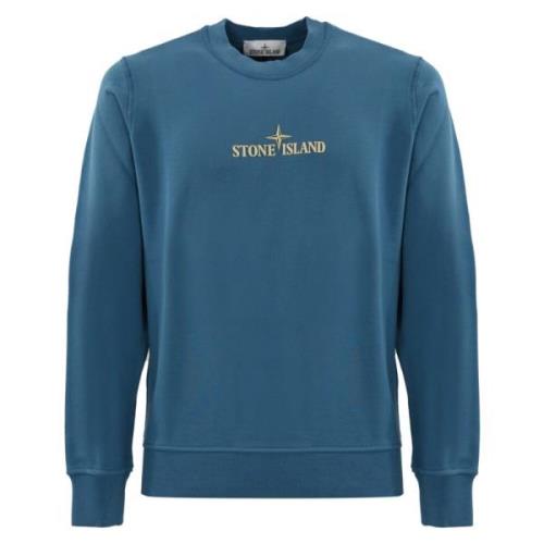 Blauwe Katoenen Trui Lange Mouw Stone Island , Blue , Heren