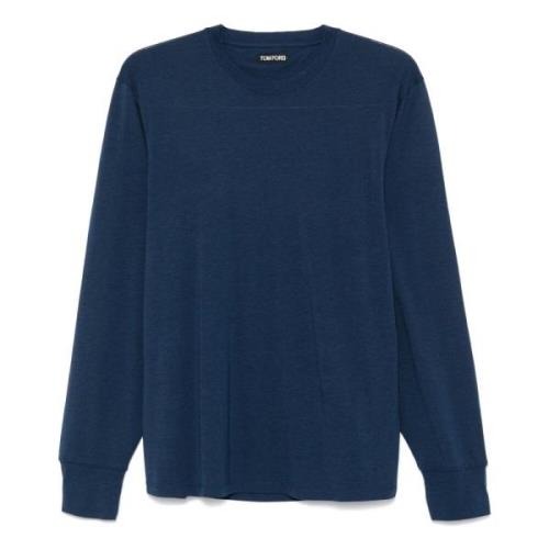 Crew Neck Sweatshirt in Lyocell/Katoen Tom Ford , Blue , Heren