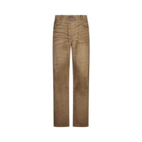 Bruine Losse Jeans Rechte Pijp Diesel , Brown , Dames