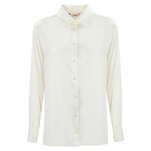 Witte Zijden Overhemd Lange Mouw Max Mara , White , Dames