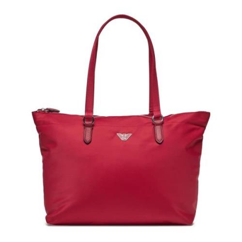 Nylon tas met adelaarplaatje Emporio Armani , Red , Dames