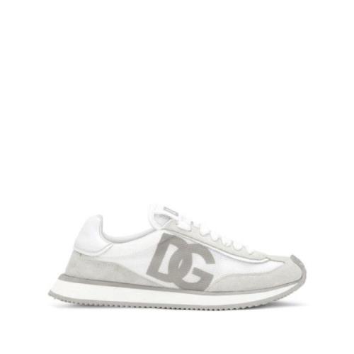 Witte Logo Grijze Sneaker Dolce & Gabbana , White , Dames