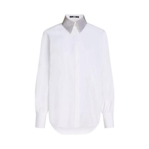 Witte Blouse MET Strass Kraag Logo OP Borst Karl Lagerfeld , White , D...