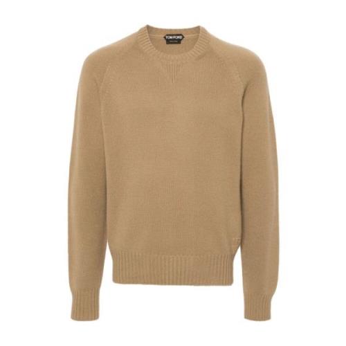 Kasjmier Gebreide Ronde Hals Sweater Tom Ford , Brown , Heren