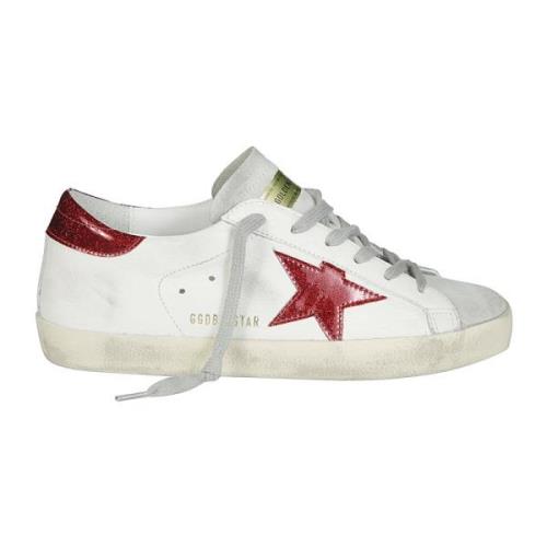 Glitter Ster Leren Sneakers Golden Goose , White , Dames