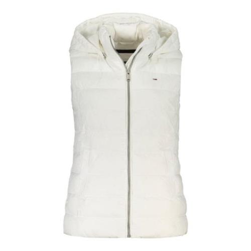 Witte Mouwloze Hooded Vest met Logo Tommy Hilfiger , White , Dames