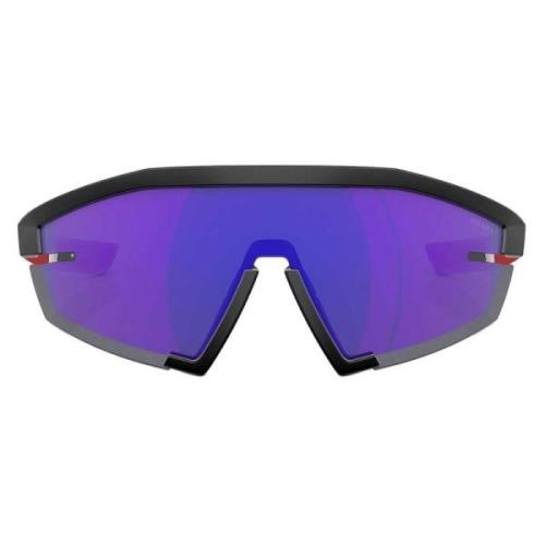 Sportieve zonnebril met blauwe spiegellens Prada , Black , Unisex