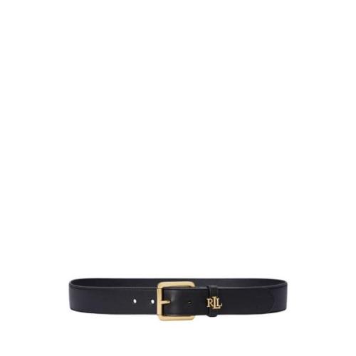 Zwart Logo Keeper Leren Riem Ralph Lauren , Black , Dames