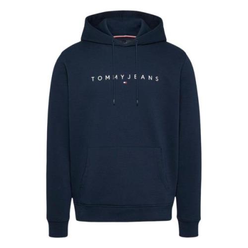 Blauwe Sweater Linear Logo Tommy Hilfiger , Blue , Heren