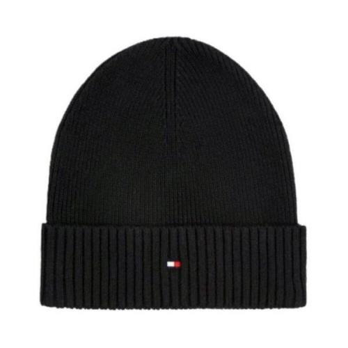 Pima Katoen Vlag Beanie Tommy Hilfiger , Black , Heren