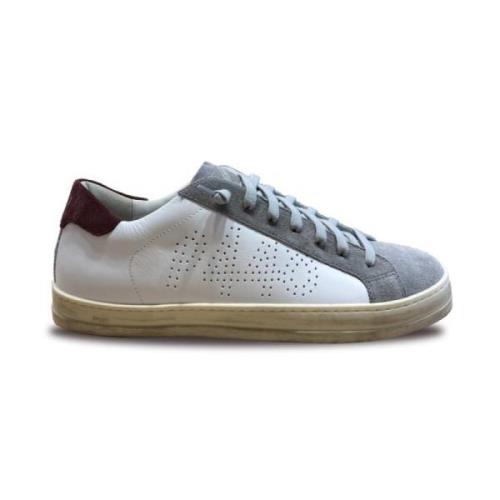 Witte sneakers met grijze details P448 , White , Heren