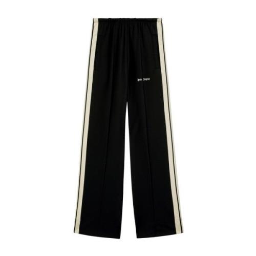 Zwarte Wijde Pijp Broek met Geborduurd Logo Palm Angels , Black , Dame...