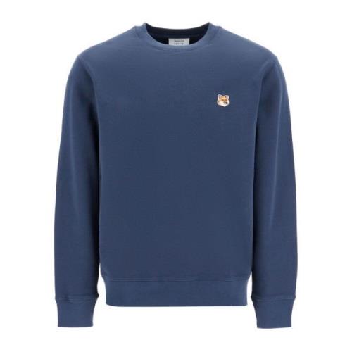 Fox Head Patch Crewneck Sweatshirt Maison Kitsuné , Blue , Heren