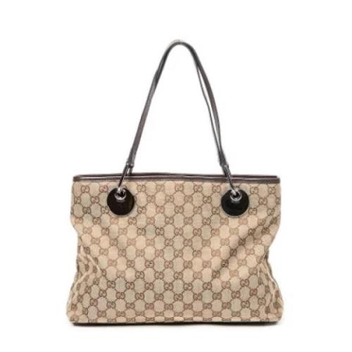 Pre-owned Canvas shoulder-bags Gucci Vintage , Beige , Dames