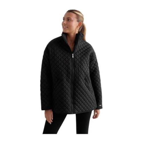 Black Oversized Quilted Jacket Aim'n , Black , Dames