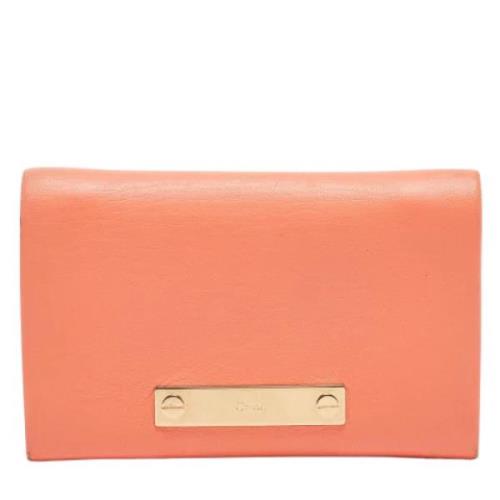 Pre-owned Leather wallets Chloé Pre-owned , Orange , Dames