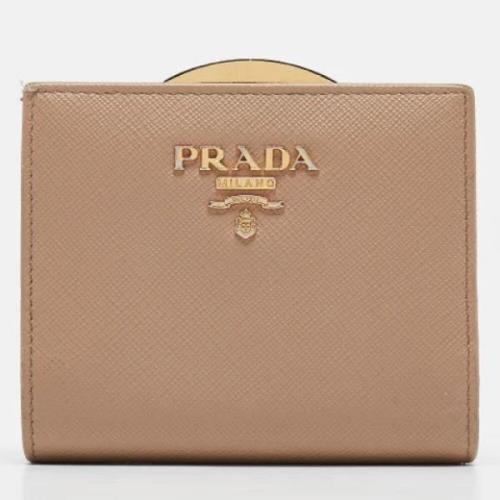 Pre-owned Leather wallets Prada Vintage , Beige , Dames