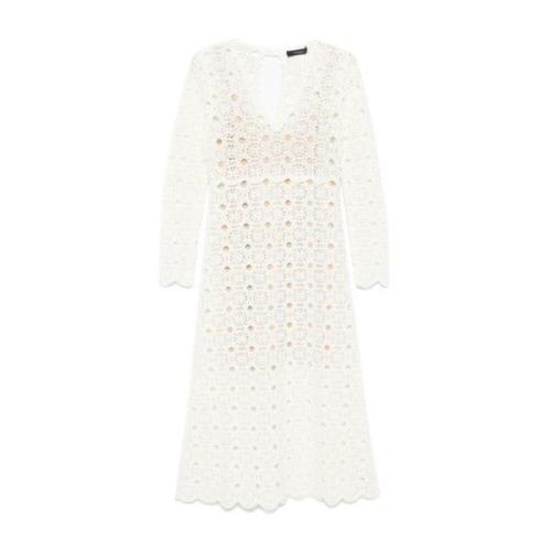 Witte Gehaakte Gebreide Jurk Twinset , White , Dames