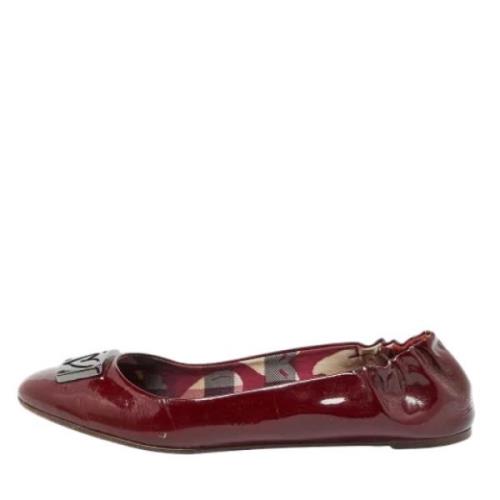 Pre-owned Leather flats Burberry Vintage , Red , Dames