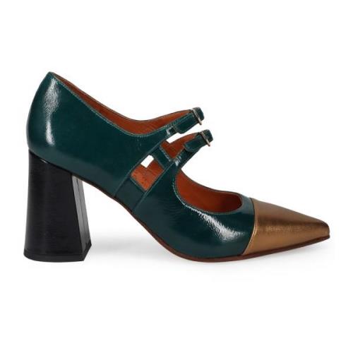 Bronzen Groen Zwart Leren Hakken Chie Mihara , Multicolor , Dames