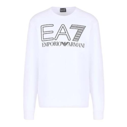 Witte Crewneck Sweatshirt met Voorlogo Emporio Armani EA7 , White , He...