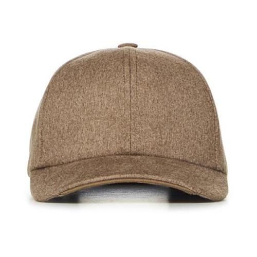 Beige Cashmere Baseball Cap met Logo Sease , Beige , Heren