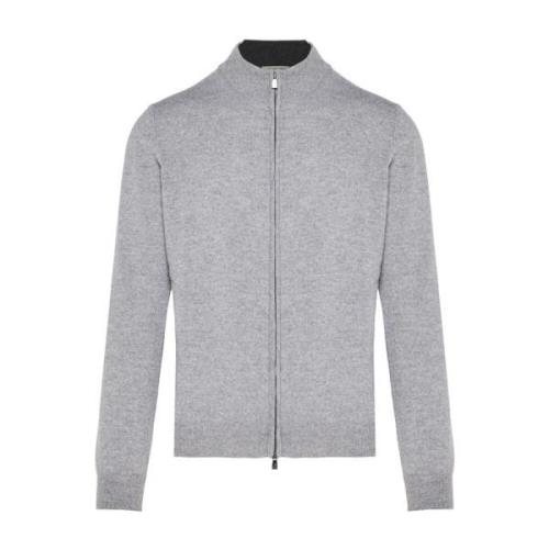 Luxe Wol Kasjmier Rits Gebreide Kleding Corneliani , Gray , Heren