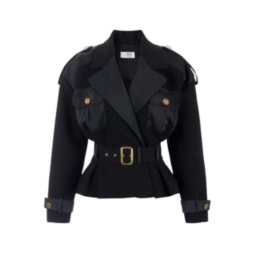 Stijlvolle Jas voor Vrouwen Elisabetta Franchi , Black , Dames