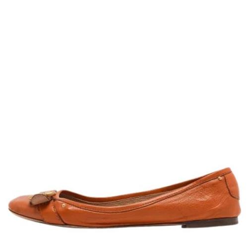 Pre-owned Leather flats Chloé Pre-owned , Orange , Dames