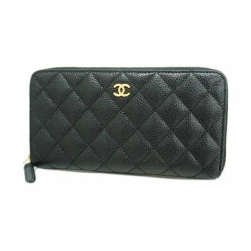 Pre-owned Leather wallets Chanel Vintage , Black , Dames