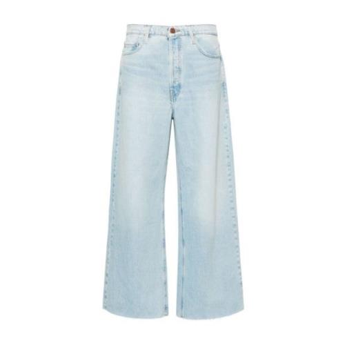 Wide Leg Raw After Jeans Frame , Blue , Dames