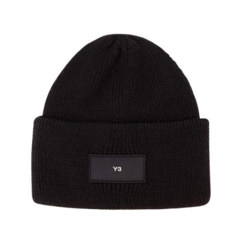 Zwarte Wollen Beanie Muts Y-3 , Black , Unisex