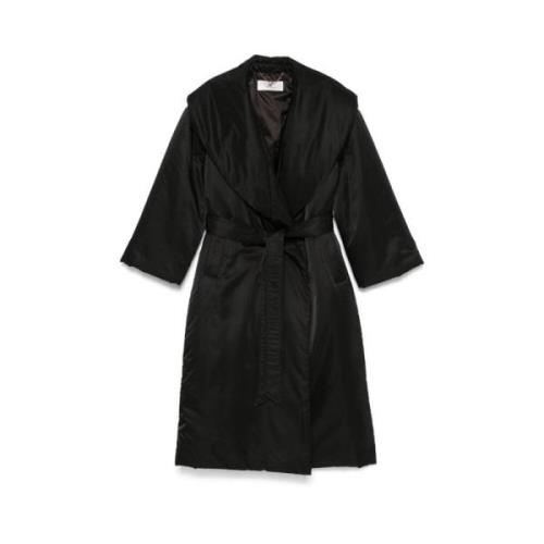 Gewatteerde Zwarte Trenchcoat Elisabetta Franchi , Black , Dames