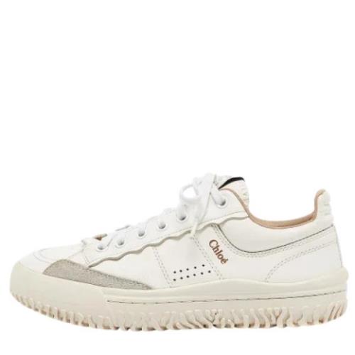 Pre-owned Leather sneakers Chloé Pre-owned , White , Dames