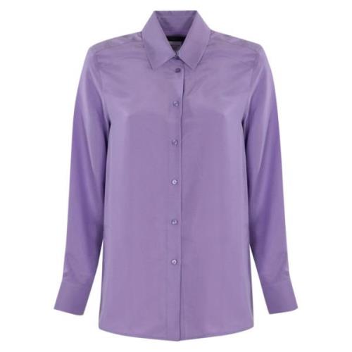 Zijden Lila Shirt Lange mouw Knoopsluiting voorzijde Max Mara Weekend ...