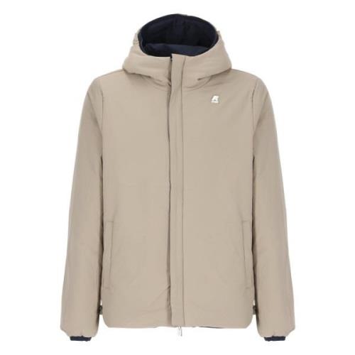 Omkeerbare Blauw Beige Hoodie Jas K-Way , Beige , Heren