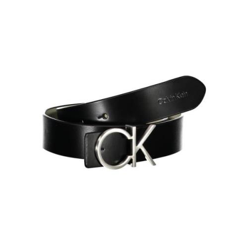 Omkeerbare leren riem met metalen gesp Calvin Klein , Black , Heren