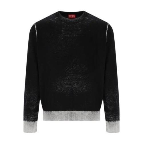 Zwarte Crewneck Jumper met Vervaagd Effect Diesel , Black , Heren